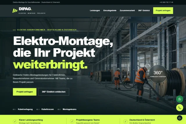 Elektro Bau Team — Website auf dem Desktop