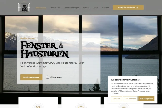 Fensterpiraten — Website auf dem Desktop