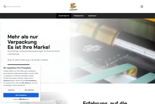 Kartona — Website auf dem Desktop