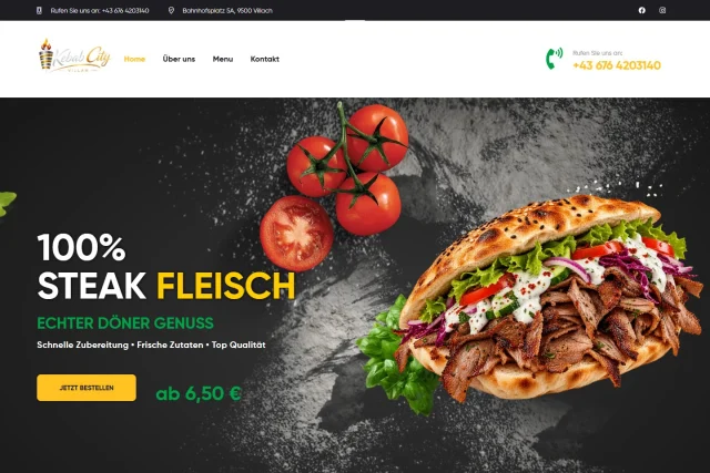 City Kebab Villach — Website auf dem Desktop
