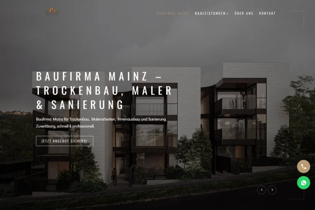 Mainz Bau — Website auf dem Desktop