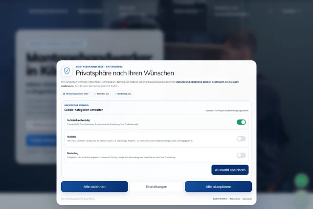 Montage Handwerker — Website auf dem Desktop