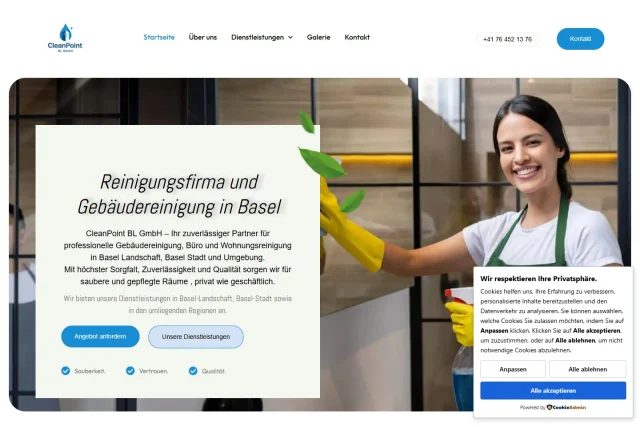 CleanPoint — Website auf dem Desktop