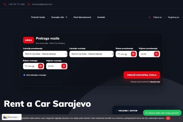 Rentacar ANKA — Website auf dem Desktop