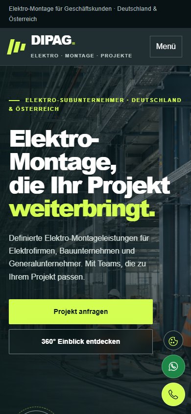 Elektro Bau Team — Website auf dem Smartphone