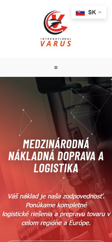 Varus Logistics — Website auf dem Smartphone