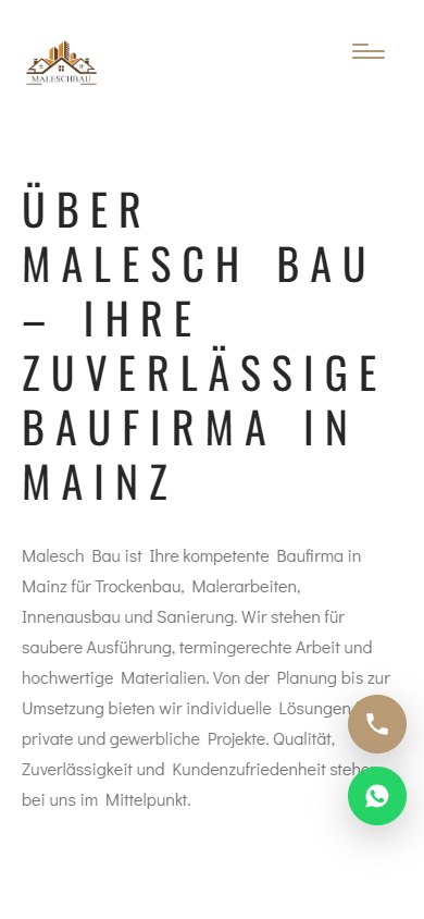 Mainz Bau — Website auf dem Smartphone