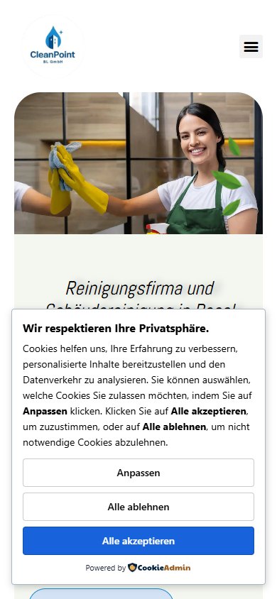 CleanPoint — Website auf dem Smartphone
