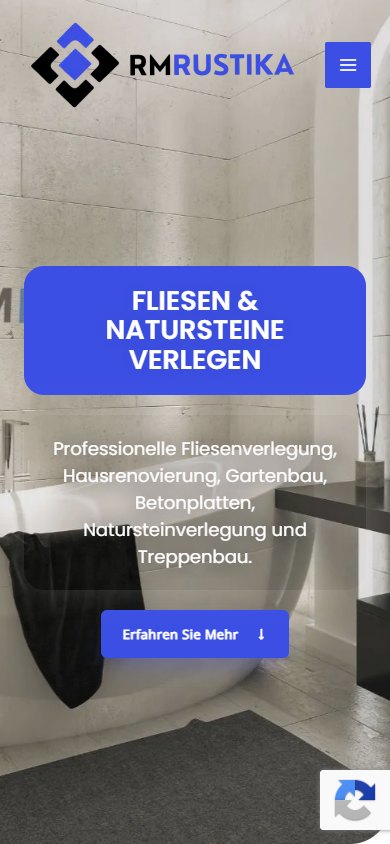 RM Rustika — Website auf dem Smartphone