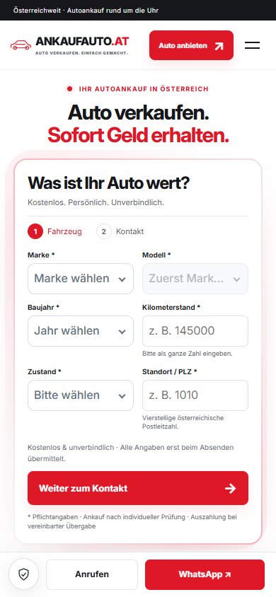 Unfallauto Verkaufen — Website auf dem Smartphone