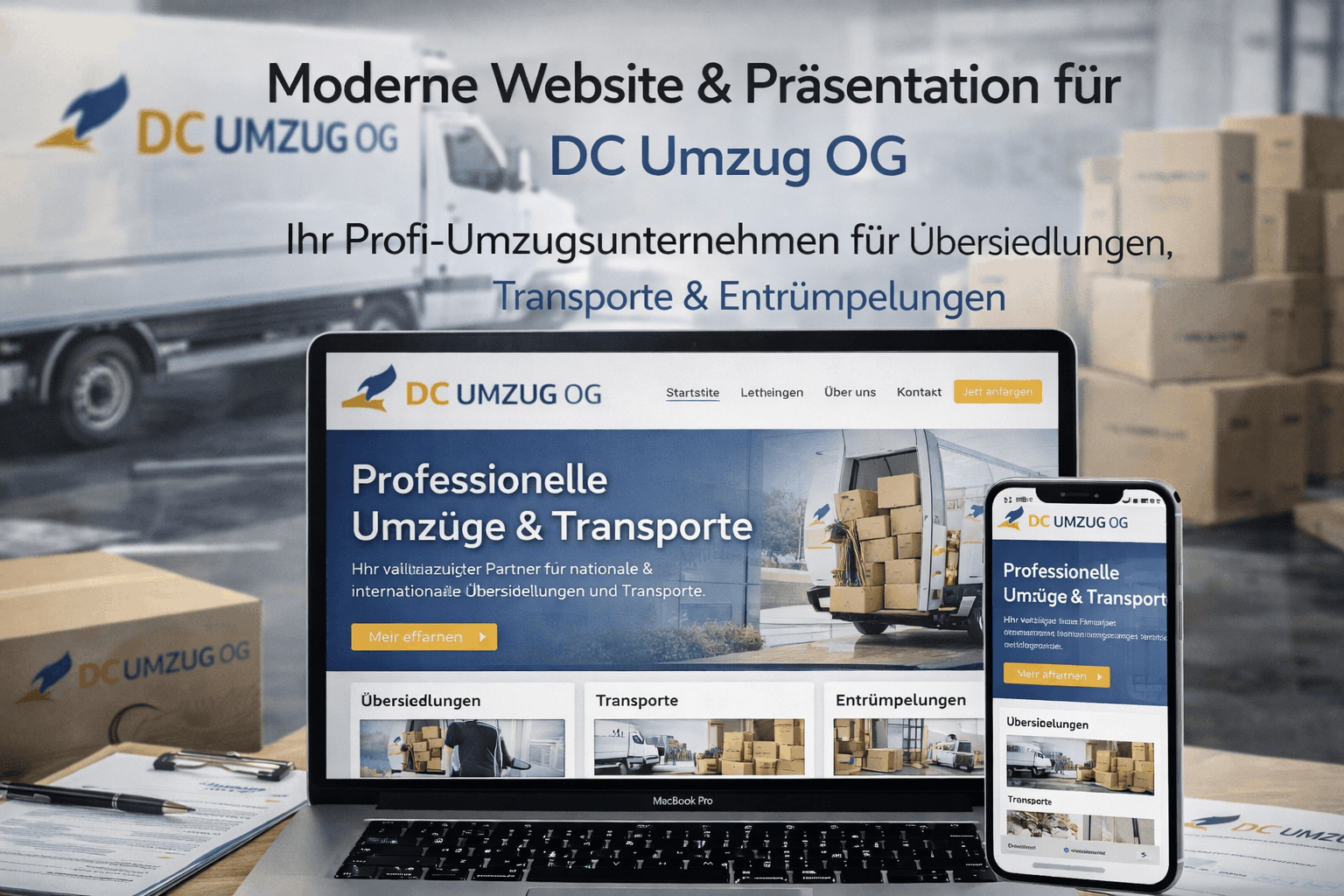 DC Umzug OG haben wir eine moderne Website entwickel