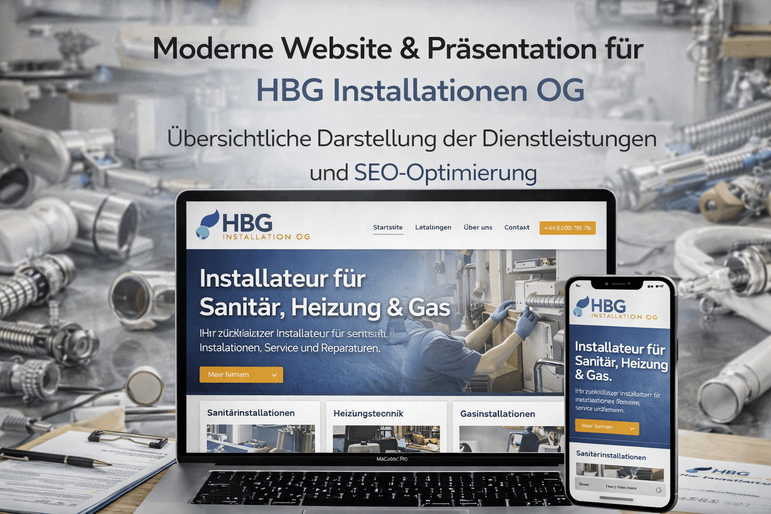 HBG Installationen OG haben wir eine moderne Website entwickelt,